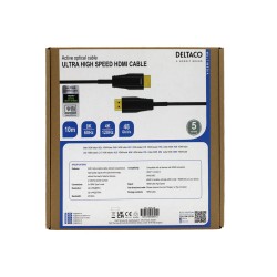 DELTACO ULTRA ātrdarbīgs HDMI kabelis, optiski aktīvs kabelis, 48 ​​Gbps, melns, AOC