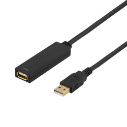 DELTACO PRIME USB 2.0 extension cable, active , Type A male - Type A female, black