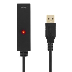 DELTACO PRIME USB 2.0 pagarinātāja kabelis, aktīvs, A tipa tēviņš - A tipa mātīte, melns