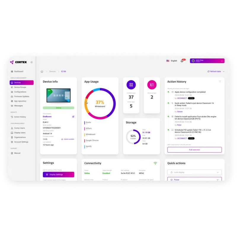 i3CONNECT Cortex attālās displeja pārvaldības programmatūra