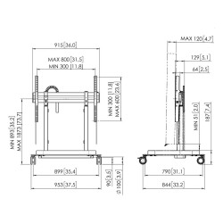 Vogel's RISE 5000 series motorized trolley for interactive displays